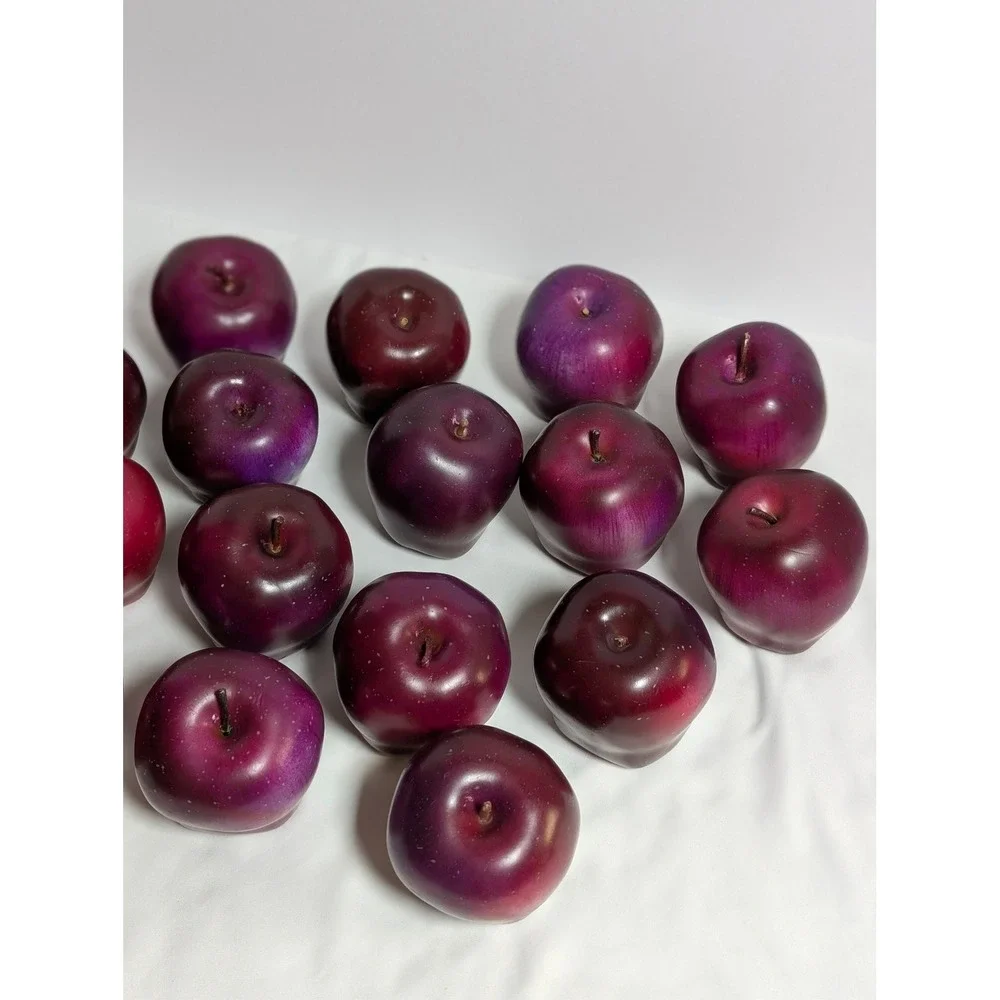 21 Piece Faux Apples Bulk Lot Artificial Fruit Red Purple Lenticels Plastic Foam